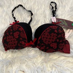 sophie b Red Hearts/Dots Bra Size 32D NWT